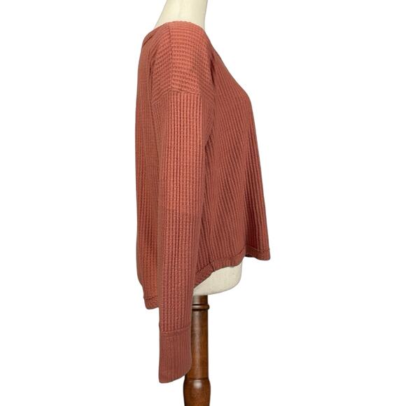 Hollister Waffle Knit Pullover Pink S Cropped Fall Cozy Top - Picture 5 of 11